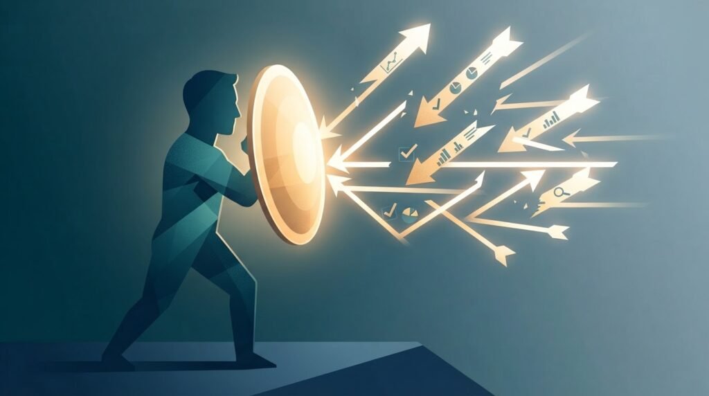 Ilustração representando o efeito backfire e a mente humana rejeitando evidências factuais e notícias checadas.