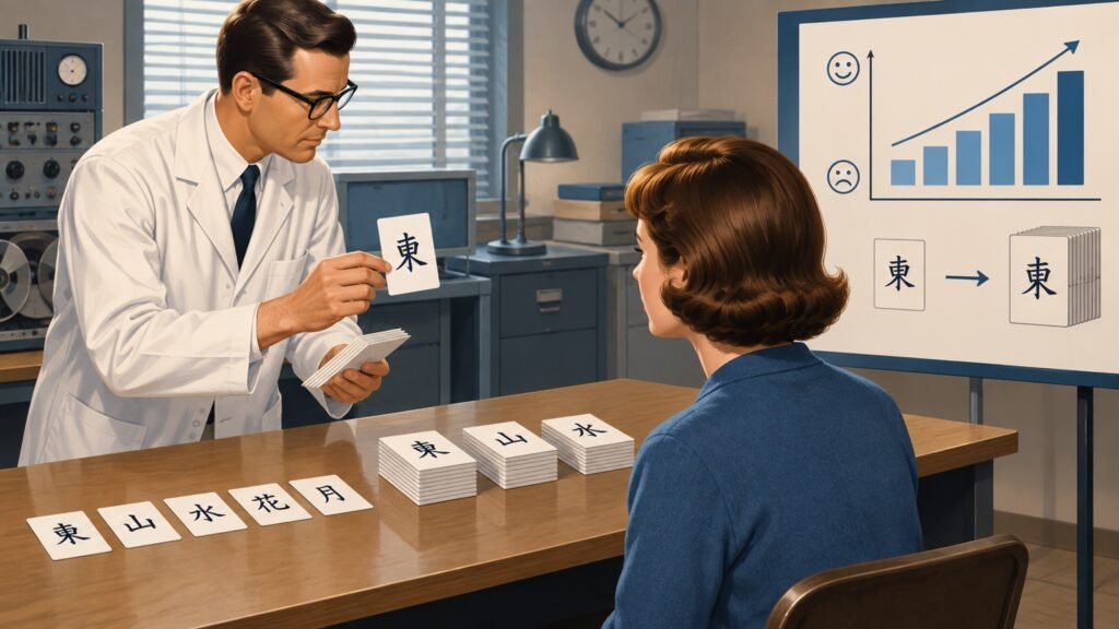 Experimento de Robert Zajonc de 1968 comprovando o efeito de mera exposição através de ideogramas chineses e estímulos visuais.